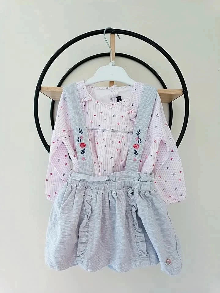 24 mois 2 ans ensemble sergent major blouse été jupe a bretelles 92 cm